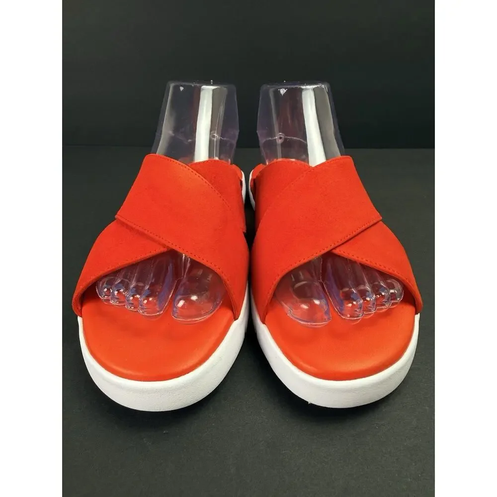 Cole Haan ZEROGRAND Criss Cross Slide Sandals Red Crimson Suede Women’s 8B